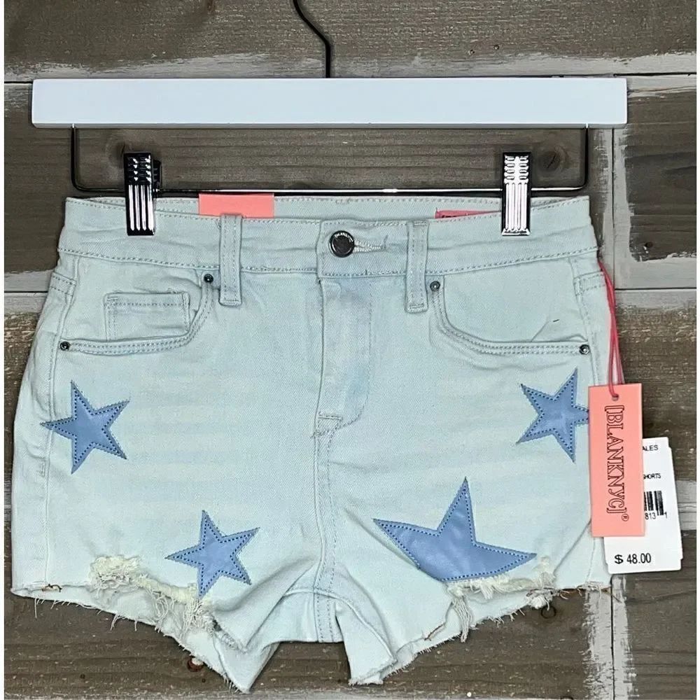 BLANK NYC NWT Girls Star Appliqué Denim Cutoff Shorts SZ 12